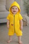 Unisex Baby Summer Hooded Jumpsuit Cotton Zippered Jumpsuit