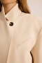Lagoon High Collar Beige Blazer - 6