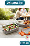 1200 ml 3 Compartment Stainless Steel Lunchbox - 3 Colors - 2