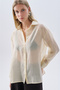 Women's Yellow Lyocell Blend Oversize Long Sleeve Shirt