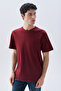 Men's Burgundy Loose Fit Crew Neck T-Shirt