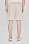 Men's Beige Cotton Standard Fit Regular Cut Tie-Waist Knitted Sports Shorts with Side Pockets - 6