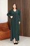 V-Neck Thin Straps Ribbed Ankle-Length Dress U Shawl Collar Long Sleeve Ankle-Length Cardigan Knitwear Two-Piece Set - 5