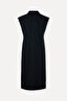 Women's Black Fitted Button Detailed Sleeveless Midi Dress - 6