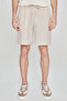 Men's Beige Cotton Standard Fit Regular Cut Tie-Waist Knitted Sports Shorts with Side Pockets - 2