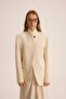 Lagoon High Collar Beige Blazer - 2