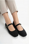 Stoned Black Mary Jane Ballerinas ✨   Crystal Stone Detailed Single Strap Stylish Women's Ballerina Shoes for Daily Events - 4