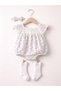 Baby Girls’ 3-Piece Woven Romper Set – Lace Yoke Floral Bubble Romper, Headband & Socks - 6