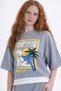 Girl's Gray Color Printed Half Sleeve Top and Bottom Tracksuit Set 6-7-8-9-10 Years Old - 4