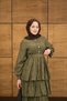Women's Scallop Flounce Belt Detail Dress Green - 2