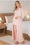 New Season Pink Lace Detailed Short Sleeve Summer Maternity Long Dress Pajama Set 3-Piece Set - 7