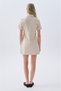 Women's Beige A-Shape Mini Dress with Belt Detail - 2
