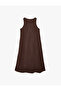 Modal Fabric Loose Fit Metal Accessory Sleeveless Crew Neck Long Flared Dress - 4