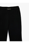 Crepe Fabric Straight-Leg Trousers with Metal Accessories and Pockets - 4