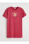 Burgundy Crew Neck Printed Women's Nightgown (S6)