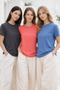 Women's 3-Pack Anthracite-Pink-Blue Soft Textured Interlock Crew Neck T-Shirt - 4
