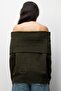 Mixray Loose Cut Ribbed Madonna Collar Sweater - 4
