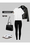 Women's Premium Ribbed High Waist Gathering Black Leggings Flexible Daily Sports Basic Long Leggings - 5