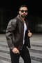 Retro Carbon Leather Oversize Loose Fit Bomber Leather Jacket - 2