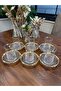 Odin Real Gold Golded Rose Frame Tea Set 12 Pieces - 6 Plates 6 Cups - Tea Set - 2