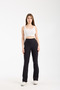 Women's High Waist Ribbed Black Spanish Leggings - H5948 - 3