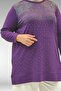 68011 Plus Size Combed Cotton Tunic with Stone Detail on the Front - Purple - 2