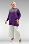 68011 Plus Size Combed Cotton Tunic with Stone Detail on the Front - Purple - 4