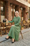 Women's Ruffle Detailed Buttoned Linen Mint Green Dress - 3