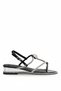 26Y465-2 Women's Stoned Flat Sandals Black