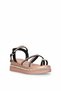 26Y428-2 Women's Stoned Flat Sandals Black - 2