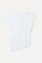 Women's Off-White Fitted Gathered Waist Asymmetrical Cut Low Sleeve Blouse - 2