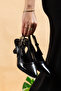 Slingback Elegant and Sophisticated Women's Black Pointed Toe Open Back Gold Detailed Stiletto