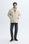 Men's Stone Color Comfort Fit Sherpa Jacket - 5
