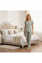 Women's Jacquard Bohçalık and Dowry Set Light Green Color Floral Patterned 3-Piece Pajama Set Bb2312