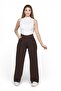 Brown Lycra Velcro Closure Women's Palazzo Trousers - 4