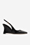 Women's Black Pointed Toe Classic Heeled Shoes Snakeskin