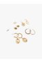 Multi-Colored Textured Stone Detailed 6-Piece Earring Set - 3