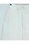 Elastic Waist Muslin Fabric Wide Leg Ecru Trousers - 2