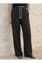 Black Women's Muslin Palazzo Pants Wide Leg High Waist - 4