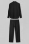 Men's Baggy Striped 100% Cotton Shirt and Pants Two-Piece Set Black - 2