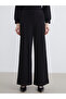 Black Elastic Waist Wide Leg Women's Sweatpants - 3
