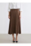 Lcwaikiki Classic Beige Elastic Waist Suede Look Pleated Skirt - 2