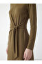 Crew Neck Dress with Tie Detail - 2