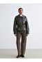 Nevavm Women's Leather-Look Jacket with Shirt Collar and Belt - 4
