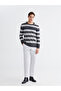Crew Neck Striped Men's Knitwear Sweater - 2