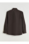 Brown Slim Fit Long Sleeve Poplin Men's Shirt - 6