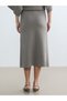 Beige Elastic Waist Knitwear Skirt - 4