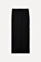 Women's Black Long Skirt with Elastic Waist and Back Slit - 2