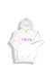 Premium Cotton 400 g Unisex White Hoodies With Pink Logo Printed - 2