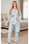 New Season Blue Lace Buttoned Special Design Maternity Pajama Set